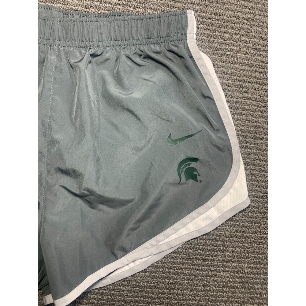 Nike Michigan State Spartans Running Shorts Womens Large Gray NCAA Dri-FIT Lined